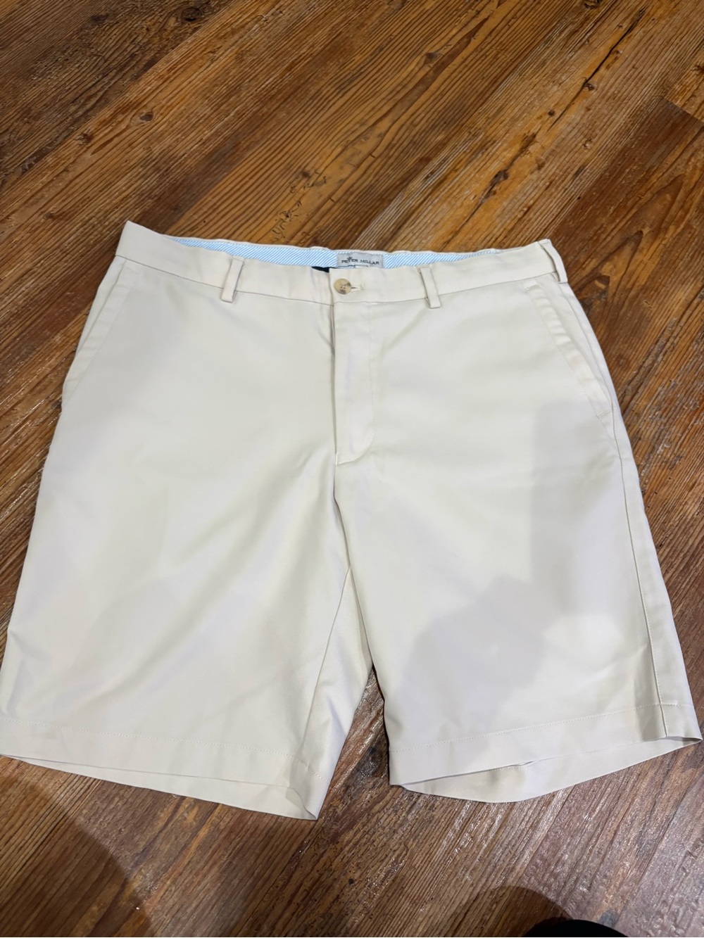 Peter Millar Men's Cream Flat-Front Chino Shorts